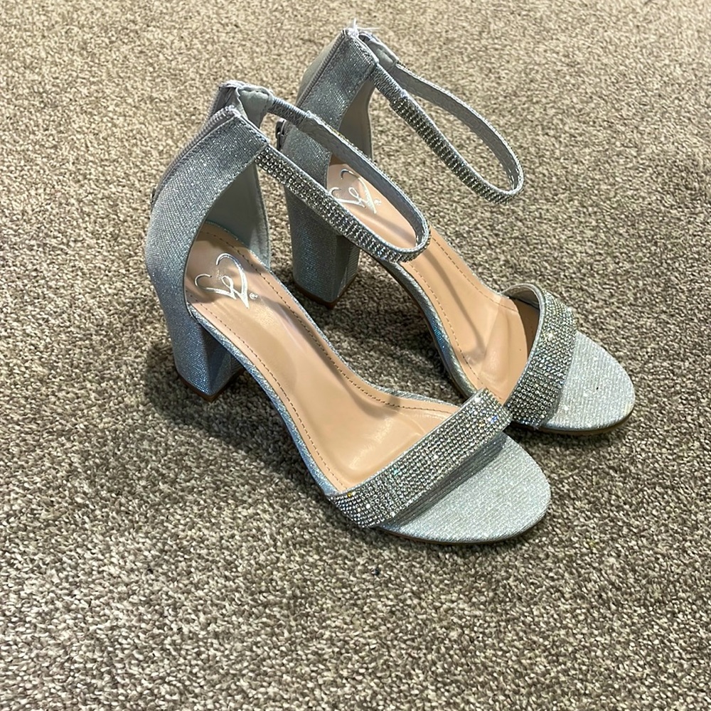 Silver heels from Windsor, size 6.5, worn once, about 3.5 inch heel